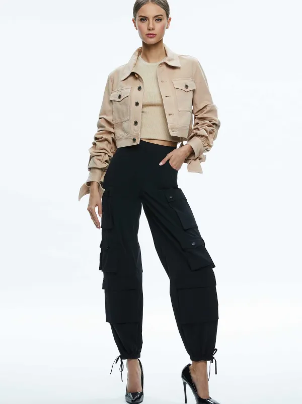Women Alice and Olivia Tiff Denim Jacket With Bow Sleeve