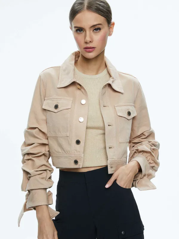 Women Alice and Olivia Tiff Denim Jacket With Bow Sleeve