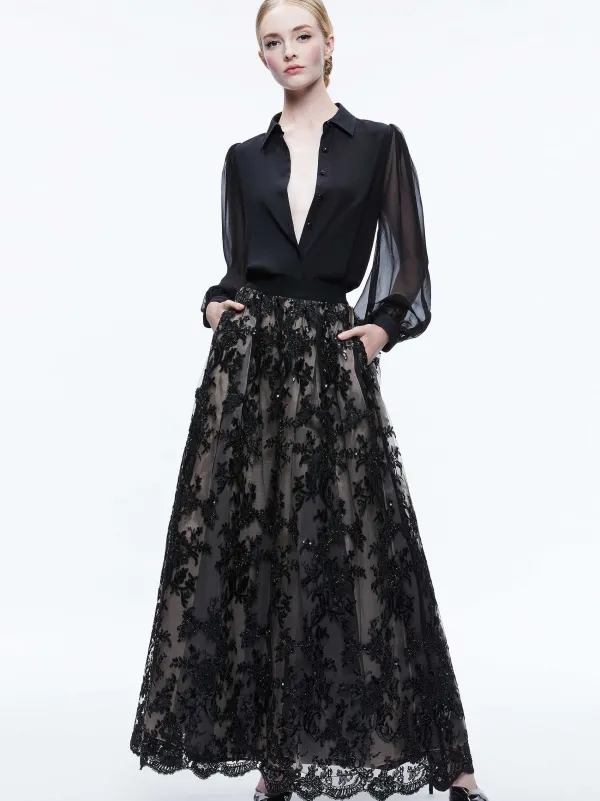 Women Alice and Olivia Tina Embellished Gown Skirt