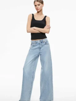 Women Alice and Olivia Trish Mid Rise Baggy Jean