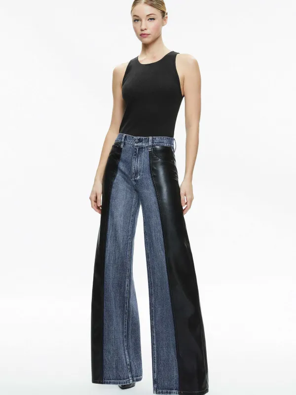 Women Alice and Olivia Trish Vegan Leather Baggy Jean