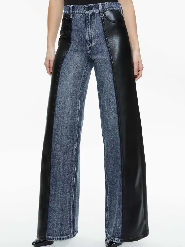 Women Alice and Olivia Trish Vegan Leather Baggy Jean