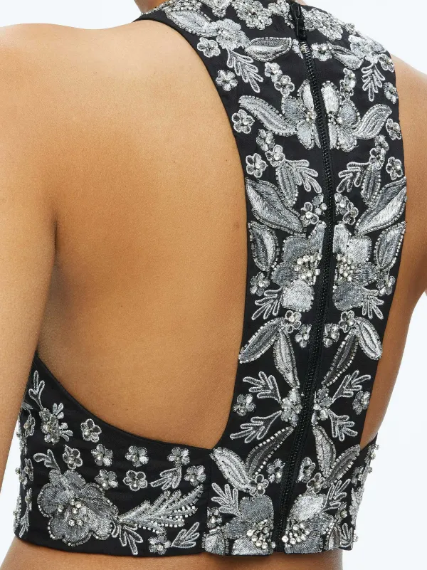Women Alice and Olivia Tru Racer Back Fitted Crop Top