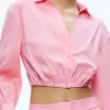 Women Alice and Olivia Trudy Cropped Button Down