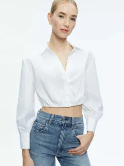 Women Alice and Olivia Trudy Cropped Button Down