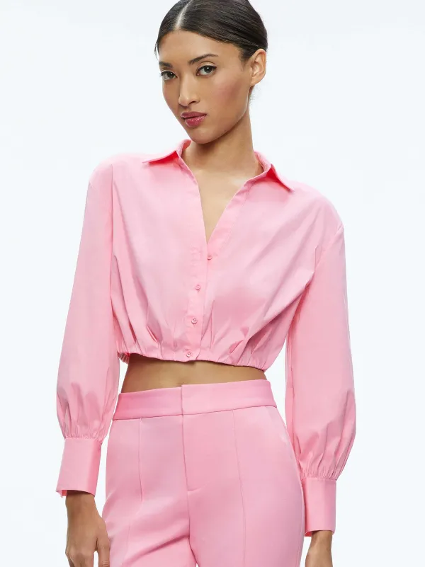 Women Alice and Olivia Trudy Cropped Button Down