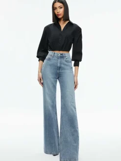 Women Alice and Olivia Trudy Cropped Button Down