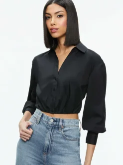 Women Alice and Olivia Trudy Cropped Button Down