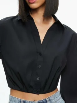 Women Alice and Olivia Trudy Cropped Button Down