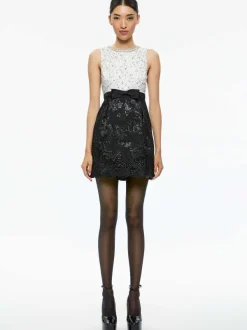 Women Alice and Olivia True Embellished Bodice Mini Dress
