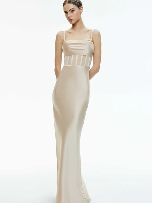 Women Alice and Olivia Valentina Draped Corset Maxi Dress