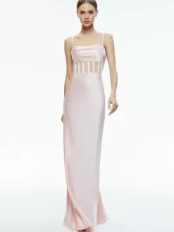 Women Alice and Olivia Valentina Draped Corset Maxi Dress