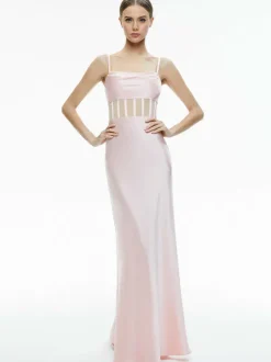 Women Alice and Olivia Valentina Draped Corset Maxi Dress