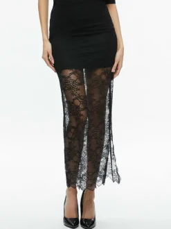 Women Alice and Olivia Vanita Embellished Neck Lace Crop Top + Iyanna Lace Maxi Skirt