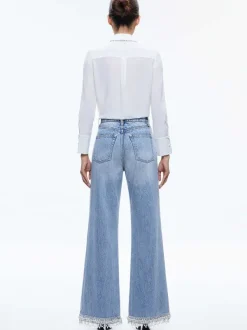 Women Alice and Olivia Willa Embellished Placket Top