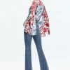 Women Alice and Olivia Willa Fitted Placket Bell Sleeve Top