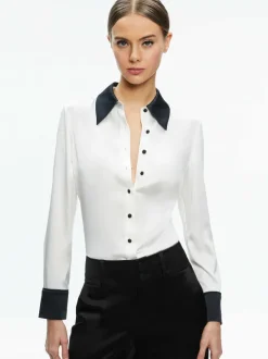 Women Alice and Olivia Willa Fitted Placket Top