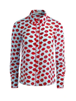 Women Alice and Olivia Willa Placket Top With Piping