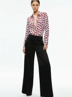 Women Alice and Olivia Willa Placket Top With Piping