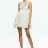 Women Alice and Olivia Wilmarie Embellished Lace Ruffle Mini Gown