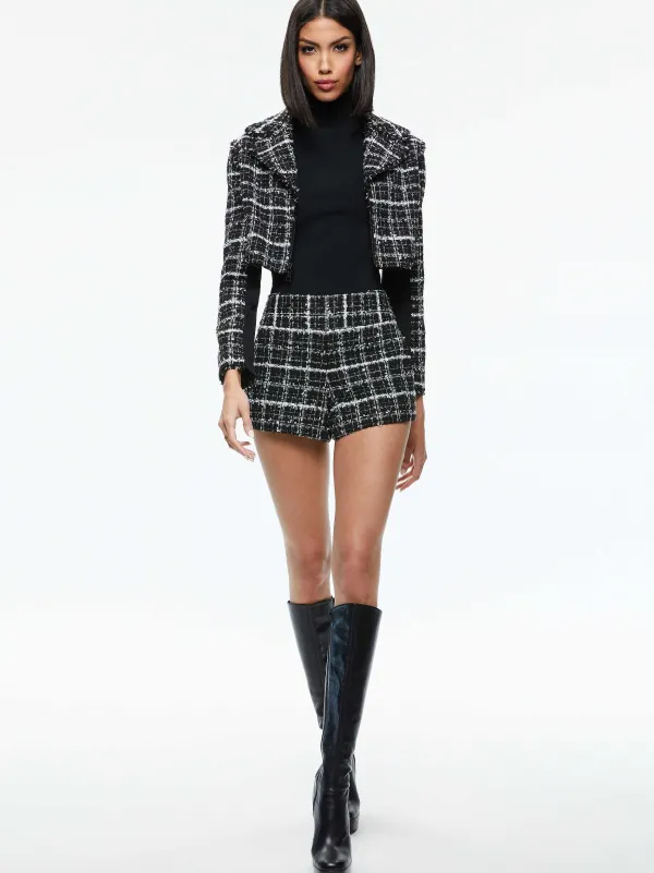 Women Alice and Olivia Yardley Cropped Fray Hem Jacket
