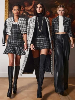 Women Alice and Olivia Yardley Cropped Fray Hem Jacket + Donald Tweed Short