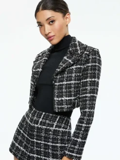 Women Alice and Olivia Yardley Cropped Fray Hem Jacket