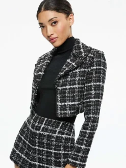 Women Alice and Olivia Yardley Cropped Fray Hem Jacket + Donald Tweed Short