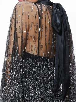 Women Alice and Olivia Zenon Sequin Cape Mini Dress